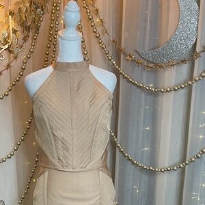 Lipsy Metallic Tan Halter Top